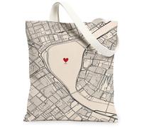 Sacs fourre-tout en toile avec impression de carte, géographie artistique, sacs d'épicerie réutilisables, vintage d'été, léger, lavable, bandoulière Ca, beige, 13x15 Inch