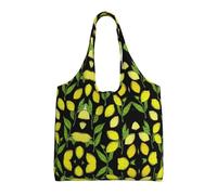 Sacs fourre-tout en toile avec imprimé citrons frais jaunes pour femmes, sac d'épicerie réutilisable, grande pochette en toile de gym, sac à main portable