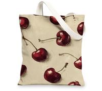 Sacs fourre-tout en toile cerises, sacs à provisions réutilisables, motif fruits élégants, art vintage, léger, lavable, bandoulière Ca, Rouge, 13x15 Inch