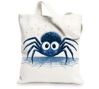Sacs fourre-tout en toile d'araignée mignons, adorables sacs d'épicerie réutilisables, légers et lavables avec bandoulière, bleu, 13x15 Inch