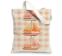 Sacs fourre-tout en toile de bateau à voile, sacs de courses réutilisables, légers et lavables avec bandoulière T, pêche, 13x15 Inch