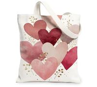 Sacs fourre-tout en toile de cœur de Saint-Valentin, sacs d'épicerie réutilisables, légers et lavables avec bandoulière Ca, pêche, 13x15 Inch