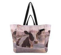 Sacs fourre-tout en toile de grande capacité pour la cuisine, les courses, la piscine, les enterrements de vie de jeune fille, cadeaux de fête de cerisier Dc Highland vache