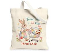 Sacs fourre-tout en toile de lapin de Pâques, sacs d'épicerie réutilisables, sac d'épicerie réutilisable, sangle d'épaule lavable légère Ca, beige, 13x15 Inch