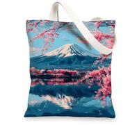Sacs fourre-tout en toile de montagne, motif nature pittoresque, sacs d'épicerie réutilisables, légers et lavables avec bandoulière pour salle de sport, extérieur, voyage, plage, pique-nique, 33 x
