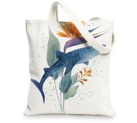 Sacs fourre-tout en toile d'océan, sacs d'épicerie réutilisables, style tropical moderne, légers et lavables, S, blanc, 13x15 Inch
