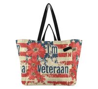 Sacs fourre-tout en toile épaisse pour la cuisine, les courses, les voyages, la plage, les voyages, la guerre nationale du Vietnam, les anciens combattants, les fleurs