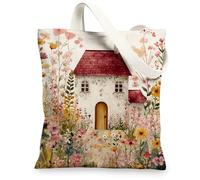 Sacs fourre-tout en toile florale, beaux sacs écologiques à imprimé floral, sacs à bandoulière vintage de jardin légers et lavables pour Gy, multicolore, 13x15 Inch