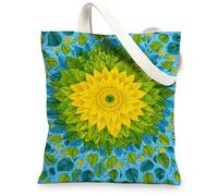 Sacs fourre-tout en toile florale, motif feuilles botaniques, respectueux de l'environnement, réutilisables, colorés, légers, lavables pour salle de sport, voyage, plage, 33 x 38,1 cm