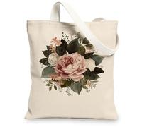 Sacs fourre-tout en toile florale, sacs à provisions réutilisables, sacs à provisions réutilisables, sacs en toile légers et écologiques pour, beige, 13x15 Inch