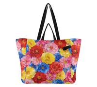 Sacs fourre-tout en toile légers pour cuisine, demoiselle d'honneur, voyage, shopping, week-end, champ de fleurs aux couleurs vives