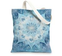 Sacs fourre-tout en toile mandala, motif floral artistique, sacs de courses réutilisables, sacs à bandoulière légers et lavables pour voyage, gym, plage, 33 x 38,1 cm