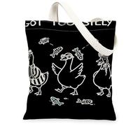 Sacs fourre-tout en toile motif animal insolite, sacs d'épicerie réutilisables, légers et lavables avec bandoulière, noir, 13x15 Inch