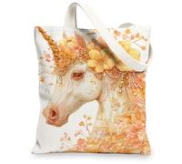 Sacs fourre-tout en toile motif cheval magique, sacs d'épicerie réutilisables, style bohème chic, léger, lavable à l'épaule, blanc, 13x15 Inch