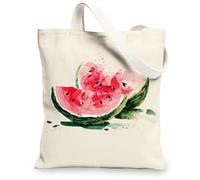 Sacs fourre-tout en toile pastèque, design artistique de fruits, sacs d'épicerie écologiques, élégants, légers et lavables, bandoulière C, blanc, 13x15 Inch