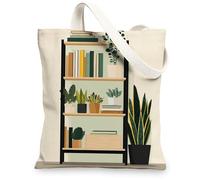 Sacs fourre-tout en toile pour bibliothèque, motif végétal, réutilisable, minimaliste, respectueux de l'environnement, léger, lavable, pour le shopping, les voyages, la plage, 33 x 38,1 cm