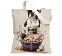 Sacs fourre-tout en toile pour chien, illustration d'animaux mignons, sacs d'épicerie respectueux de l'environnement, design ludique, léger et lavable, sacs en toile pour le shopping, les voyages, la
