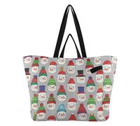 Sacs fourre-tout en toile pour les vacances, la cuisine, les courses, les demoiselles d'honneur pour femme, voyage, plage, fête, Noël, chapeau de bonhomme de neige gris et blanc