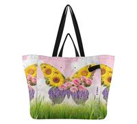 Sacs fourre-tout en toile pour les vacances, la cuisine, les courses, tout sac pour homme, enterrement de vie de jeune fille, cadeaux de fête, motif floral, papillon, collage d'animaux