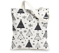 Sacs fourre-tout en toile pour sapin de Noël, design moderne, sacs réutilisables, légers et lavables avec bandoulière en toile pour épicier, blanc, 13x15 Inch