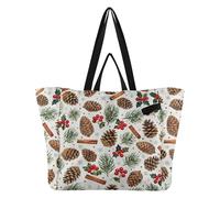 Sacs fourre-tout en toile utilitaires pour la cuisine, les courses, les demoiselles d'honneur, les voyages, la plage, les mariages, la lessive, Noël, pommes de pin, baies sans couture