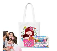 Sacs fourre-tout en toile vierge | Sac à gribouiller pour coloriage - Fête des mères - Artisanat éducatif avec stylos de peinture pour enfants à partir de 3 ans - Garçons et filles - Salle de classe