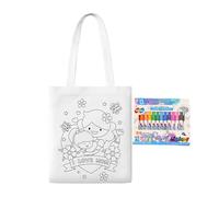 Sacs fourre-tout en toile vierge | Sac à gribouiller pour coloriage - Fête des mères - Artisanat éducatif avec stylos de peinture pour à partir de 3 ans - Garçons et filles - Salle de classe