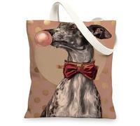 Sacs fourre-tout fantaisistes en toile avec illustration de chien élégant, sacs d'épicerie réutilisables, amusants et ludiques, légers et lavables pour le shopping, les voyages, la plage, 33 x 38,1 cm