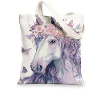 Sacs fourre-tout fantaisistes en toile, motif floral magique, sacs d'épicerie réutilisables, légers et lavables avec bandoulière en toile B, blanc, 13x15 Inch