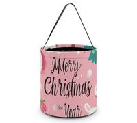 Sacs Fourre-Tout Pour Bonbons D'halloween Mignon Bonhomme De Neige Joyeux Noël Rose Sacs Fourre-Tout Cadeaux Avec Poignées