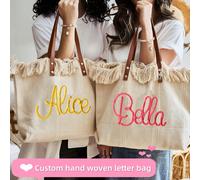 Sacs fourre-tout pour demoiselles d'honneur avec broderie personnalisée, sacs en canevas pour cadeaux de la fête de mariage, sacs à franges bohèmes et sacs de plage pour mariées, cadeaux pour un voyag