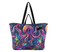 Sacs fourre-tout réutilisables en toile pour la cuisine, les courses, les demoiselles d'honneur, les cadeaux de fête de mariage, céphalopodes de style kawaii