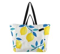 Sacs fourre-tout réutilisables en toile pour la cuisine, les courses, les demoiselles d'honneur pour homme, hôpital, shopping, plage, voyage minimaliste citron