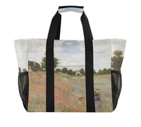 Sacs fourre-tout utilitaires pour femme, jouets de plage, dessins animés, pique-nique, cuisine, sacs d'épicerie, croisière, Claude Monet coquelicots, sac fourre-tout surdimensionné pour maman