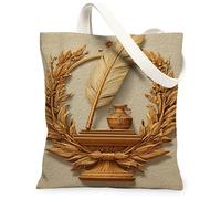 Sacs fourre-tout vintage élégants en toile, motif plume et feuille de laurier, sacs d'épicerie réutilisables, classiques légers et lavables à l'épaule, beige, 13x15 Inch