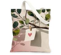 Sacs fourre-tout vintage en toile artistique, motif feuilles, sacs d'épicerie réutilisables, respectueux de l'environnement, légers et lavables avec bandoulière, vert, 13x15 Inch