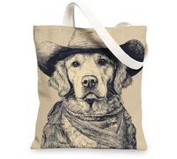 Sacs fourre-tout vintage en toile avec illustration de chien artistique, sacs d'épicerie réutilisables, légers et lavables, sacs en toile pour salle de sport, voyage, plage, pique-nique, 33 x 38,1 cm
