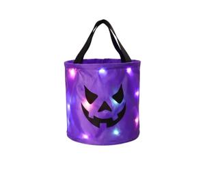 Sacs Halloween Lumineux Trick Or Treated, Lot de 2/4 Sacs LED pour Bonbons | Sacs réutilisables à tête de citrouille, lumières LED multicolores éclatantes et anses solides, pour soirées nocturnes