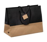Sacs kraft bicolore poignées cordelières 29 x 39 x 18 cm - Paquet de 10 - noirs