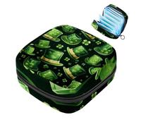 Sacs menstruels pour l'école, porte-monnaie de rangement de serviettes hygiéniques, pochette à fermeture éclair pour tasse menstruelle, sacs tampons pour femmes Happy St Patrick's Day Trèfle à quatre