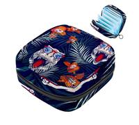 Sacs menstruels pour l'école, sac de rangement de serviettes hygiéniques, pochette à fermeture éclair pour tasse menstruelle, sacs tampons pour femmes dinosaures tropicaux
