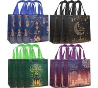 Sacs Non TisséS Eid Mubarak 12 PièCes/Ensemble Sacs Cadeaux Musulmans du Ramadan Sacs à Bonbons Multifonctionnels pour Fournitures De FêTe De Festival