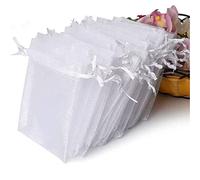 Sacs Organza Sachets Mariage Blanc Sachet Cadeaux Dragées Bonbons Bijoux Décoration - 7x9 cm 100 pcs
