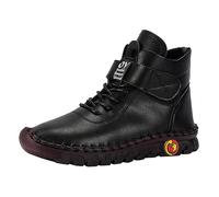 Sacs Originaux Chaussures Femme de Commerce Extérieur Bottines Intérieure Chaudes en Peluche avec Lacets pour Femmes Bottes d'Hiver Cuir Fourrure, Noir , 39 EU
