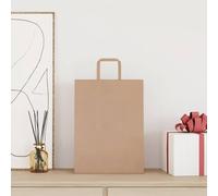 Sacs Papier Kraft 250 Pièces Marron 26x12x35 cm | Avec poignées en cordon, cadeaux et shopping, recyclables
