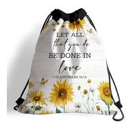 Sacs Piscine Citation Chrétienne : Que Tout Ce Que Vous Faites Soit Fait avec Amour Gym Sack Pliable Sacs À Cordon Résistant Sac De Sport pour Camping Gym Voyages M