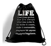 Sacs Piscine Citation Inspirante - La Vie n'est Pas Toujours Parfaite Gym Sack Lavable en Machine Sacs À Cordon Unisexe Sac De Sport pour Ecole Gym Natation M