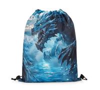Sacs Piscine Dragon Occidental en 3D, Animaux Sauvages, Mystérieux Dragon Occidental Sacs À Cordon Colourful Gym Sack Sport Sac De Sport pour Gym Fête Vacances M
