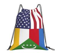 Sacs Piscine Drapeau De L'Amitié Entre Les Amériques Et Les Comores Gym Sack Sport Sacs À Cordon Résistant À l'eau Sac À Dos pour Camping Plage Natation S