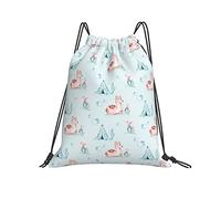 Sacs Piscine Lama Cactus Bleu Pastel Randonnée Gym Sack Unisexe Sacs À Cordon Résistant Sac De Sport pour Fête Camping Gym S
